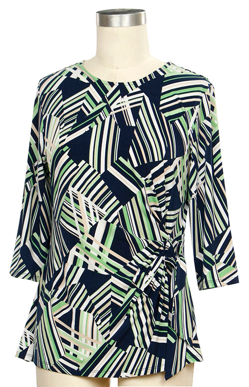 Southern Lady Green and Navy Kristen Blouse