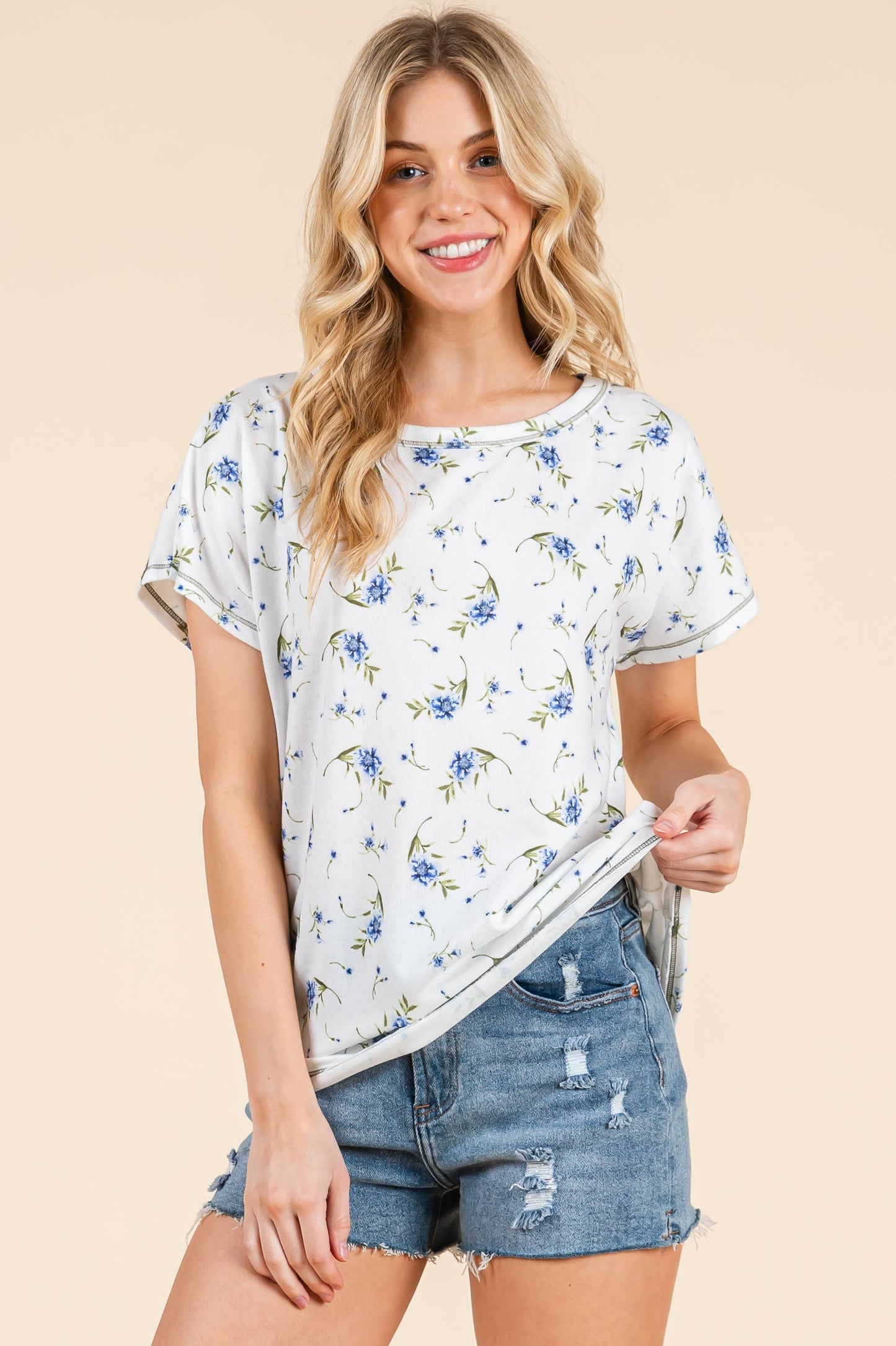 Bombom Floral Print Short Sleeve Tee