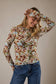 Gilli Long Sleeve Merrow Hem Mesh Top: Ivory-Multi Ditsy