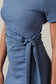 Gilli Round Neck Short Sleeve Front Tie Mini Dress: Denim Blue