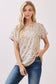 Beige Watercolor Dot Print Knit Top