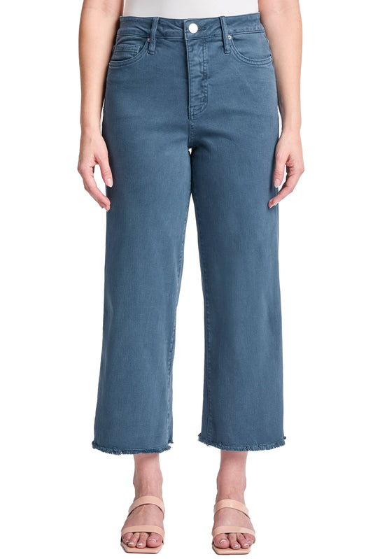 Chloe High Rise Cropped Wide Leg Jeans: Blue Slate