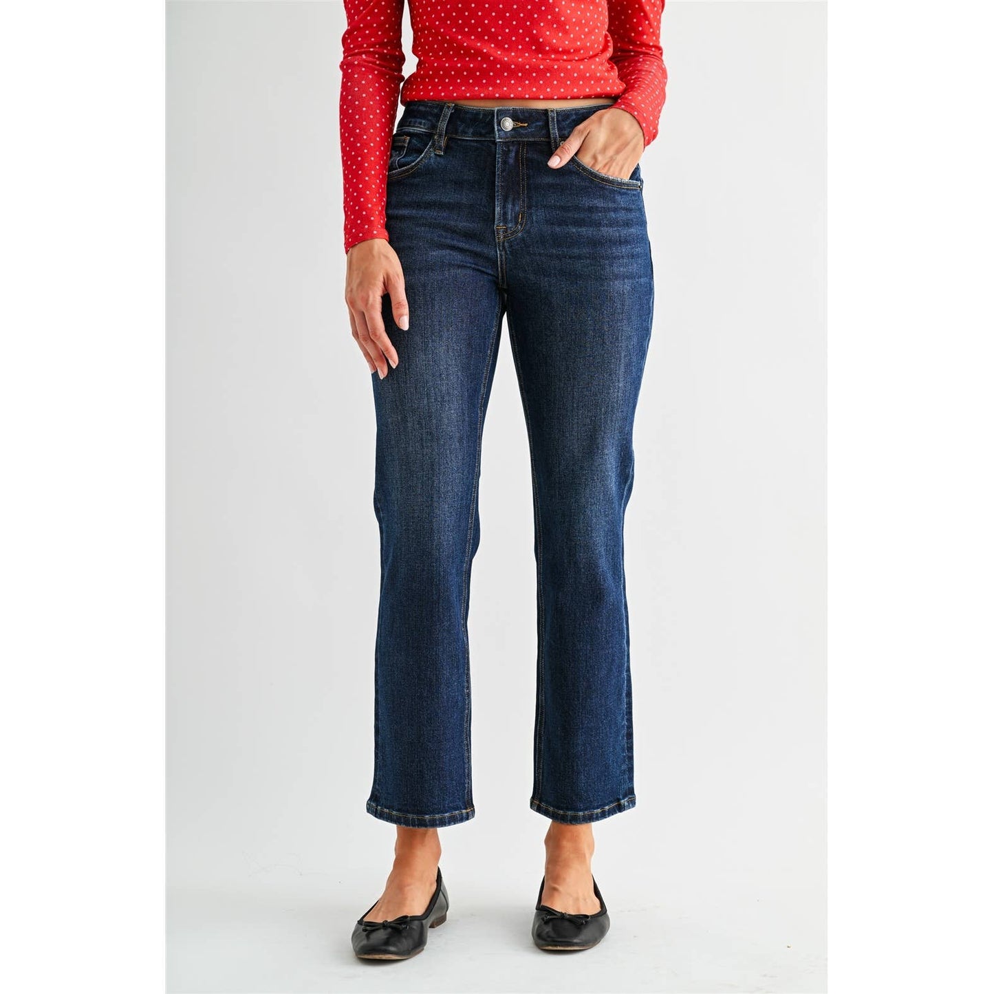Mica Denim Mid-Rise Straight Ankle