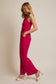 Gilli Sleeveless Wrap Tie Jumpsuit: Fuschia