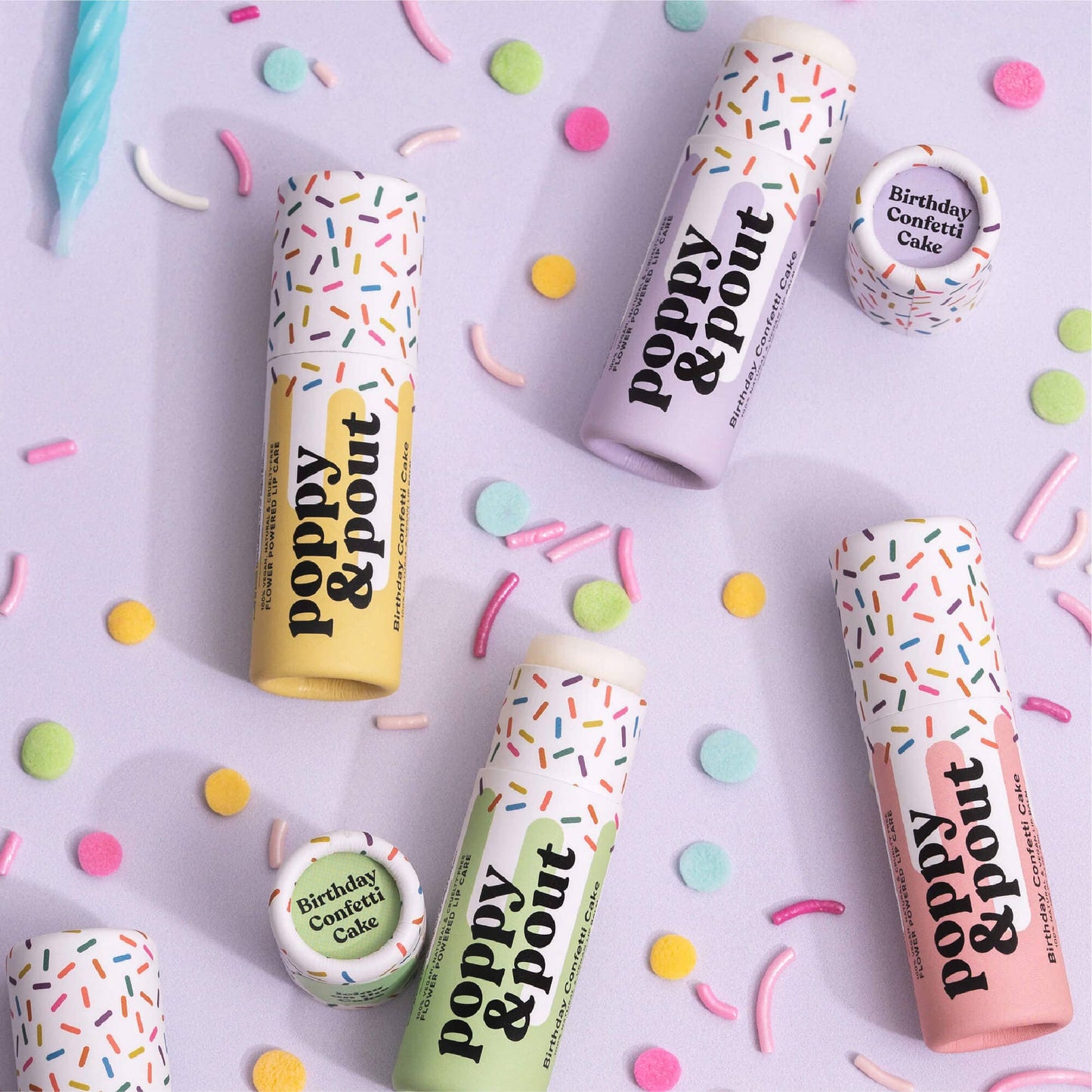 Poppy & Pout Birthday Cake Lip Balm- Purple