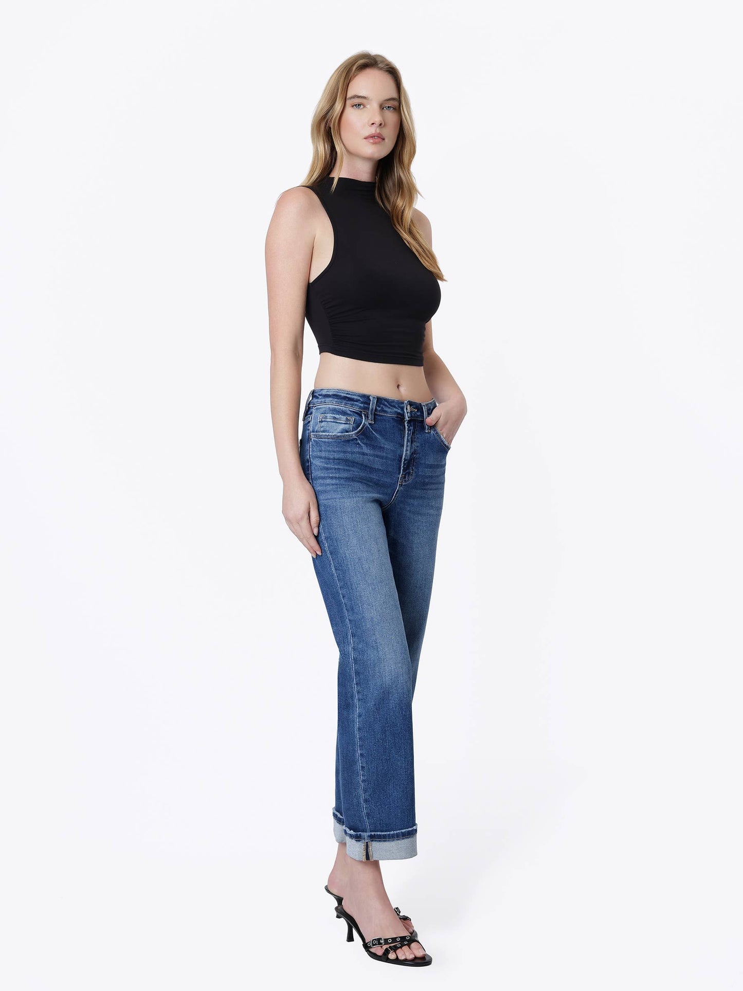 Lovervet High Rise Cuffed Crop Straight