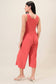 Surplice Sleevless Waist Defined Cropped Jumpsuit: Navy