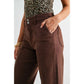 Mica Denim High Rise Tummy Control Wide Leg Seamed Front - Brown