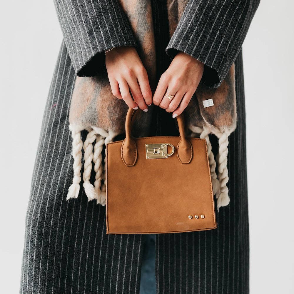 Nixie Nubuck Small Tote: Camel