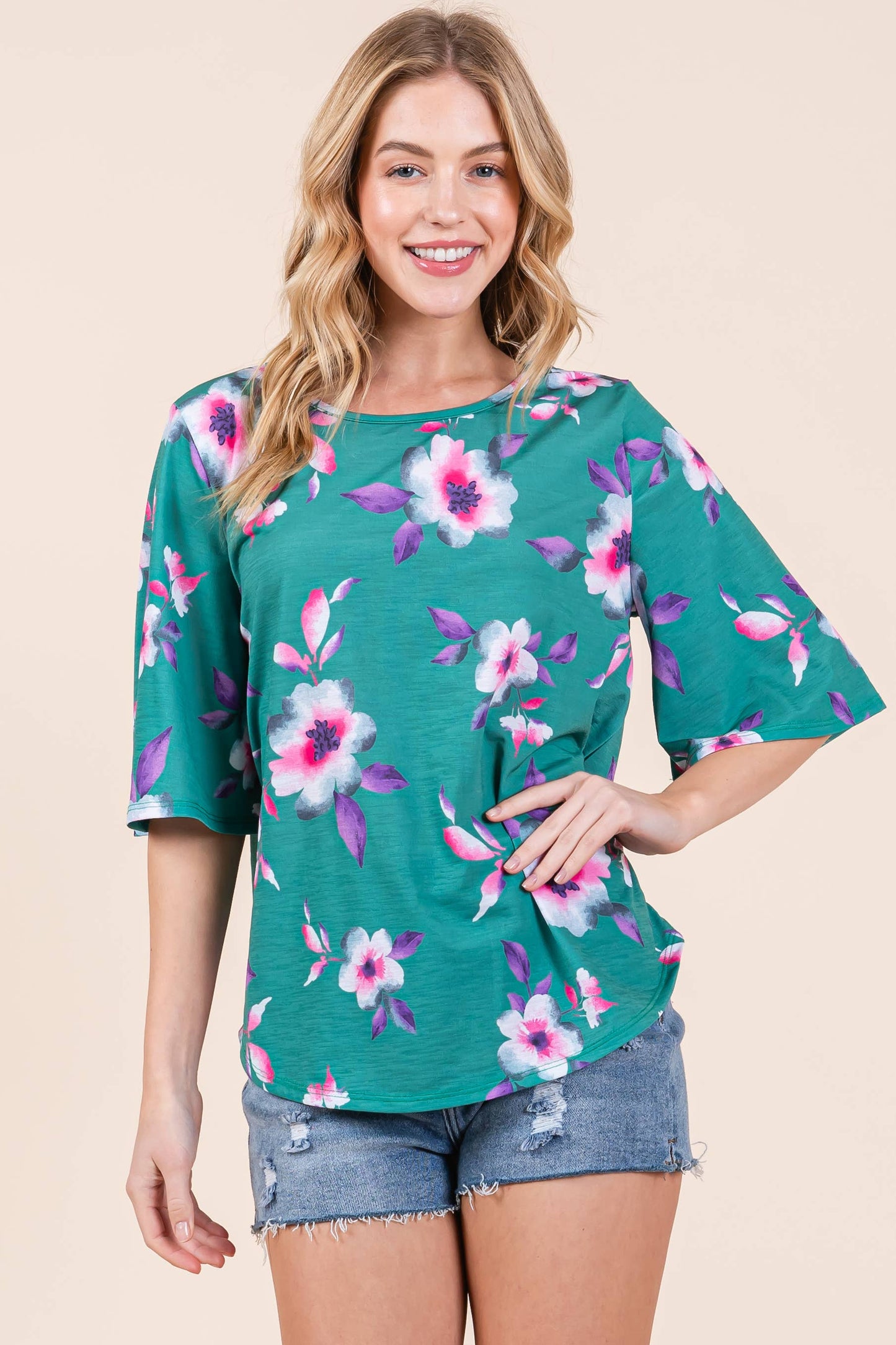 Floral Print Fuchsia Tunic