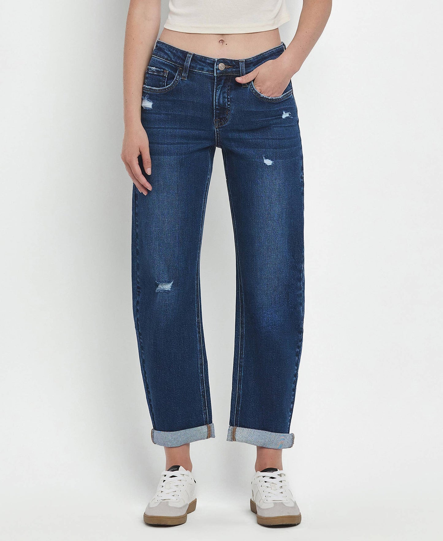 Lovervet Mid Rise Double Cuffed Barrel Jean