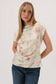 Round Neck Short Sleeve Waist Shirring Detail Top: Butter-Multi Floral