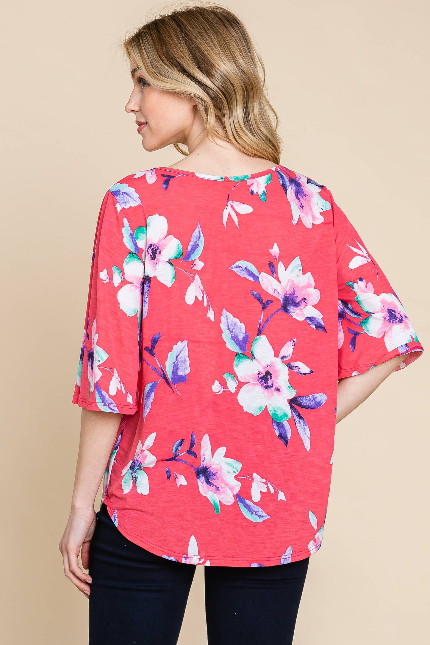Floral Print Fuchsia Tunic