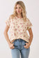 Bombom Floral Ribbed Short Sleeve Knit Top