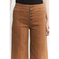 Mica Denim High Rise Wide Leg Crop: Caramel