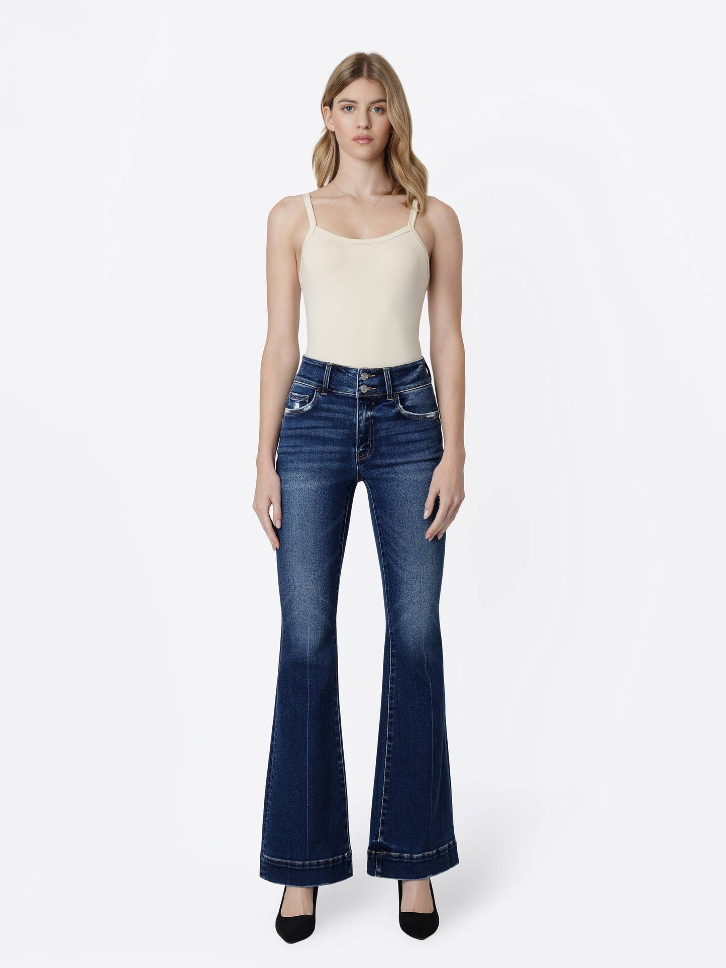 Lovervet High Rise Two Button Back Yoke Flare