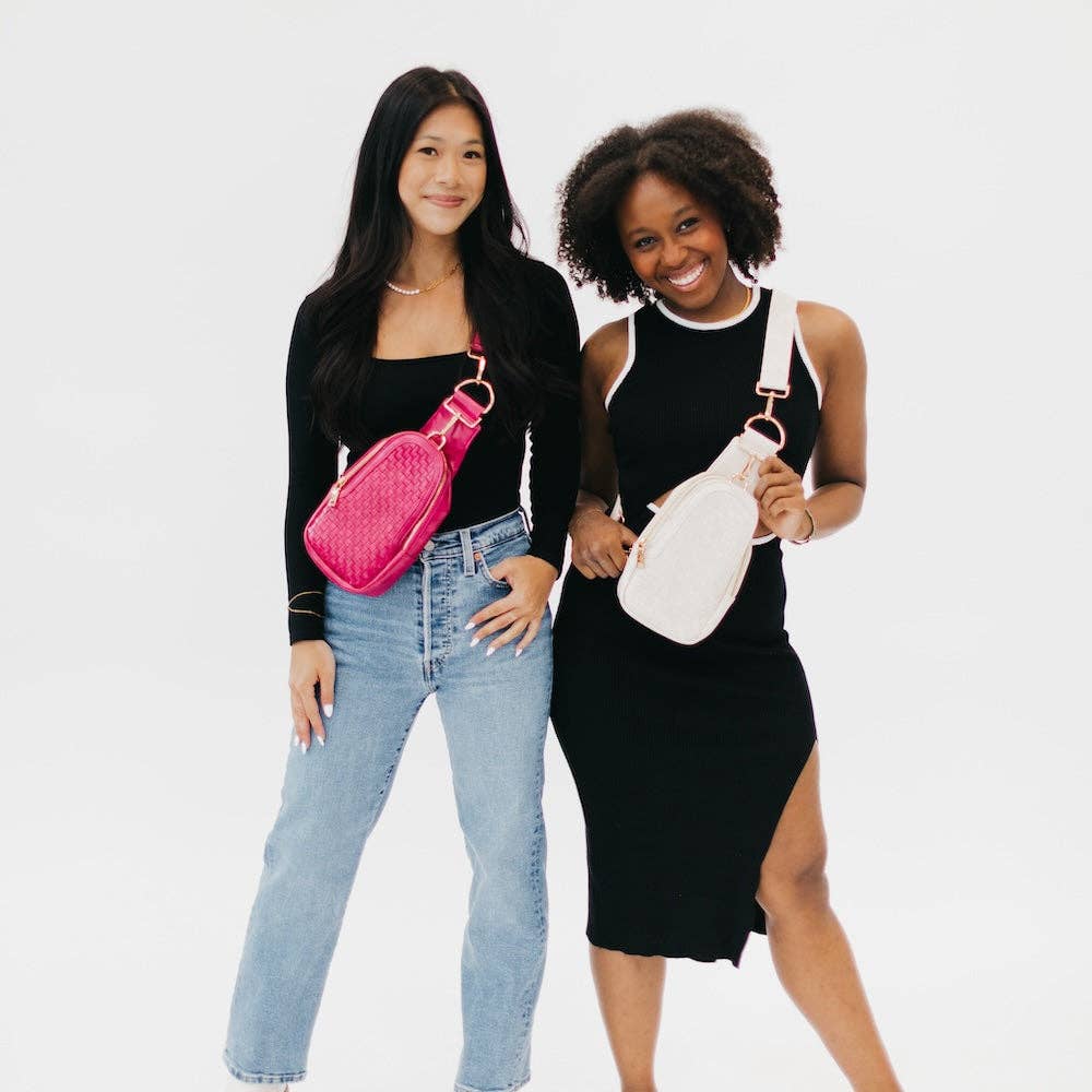 Waverly Woven Sling Bag: Fuchsia