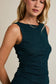 Gilli Boat Neck Side Shirring Tank - Hunter Green