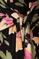 Round Neck Short Sleeve Waist Tie Slit Floral Midi Dress: Black-Multi Floral