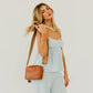 Woven Willow Camera Crossbody Bag:  Camel