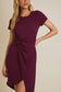 Gilli Twist Wrap Midi Dress: Wine