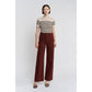 Mica Denim High Rise Wide Leg - Deep Burgandy