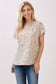 Beige Watercolor Dot Print Knit Top