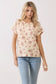 Bombom Floral Ribbed Short Sleeve Knit Top