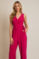 Gilli Sleeveless Wrap Tie Jumpsuit: Fuschia