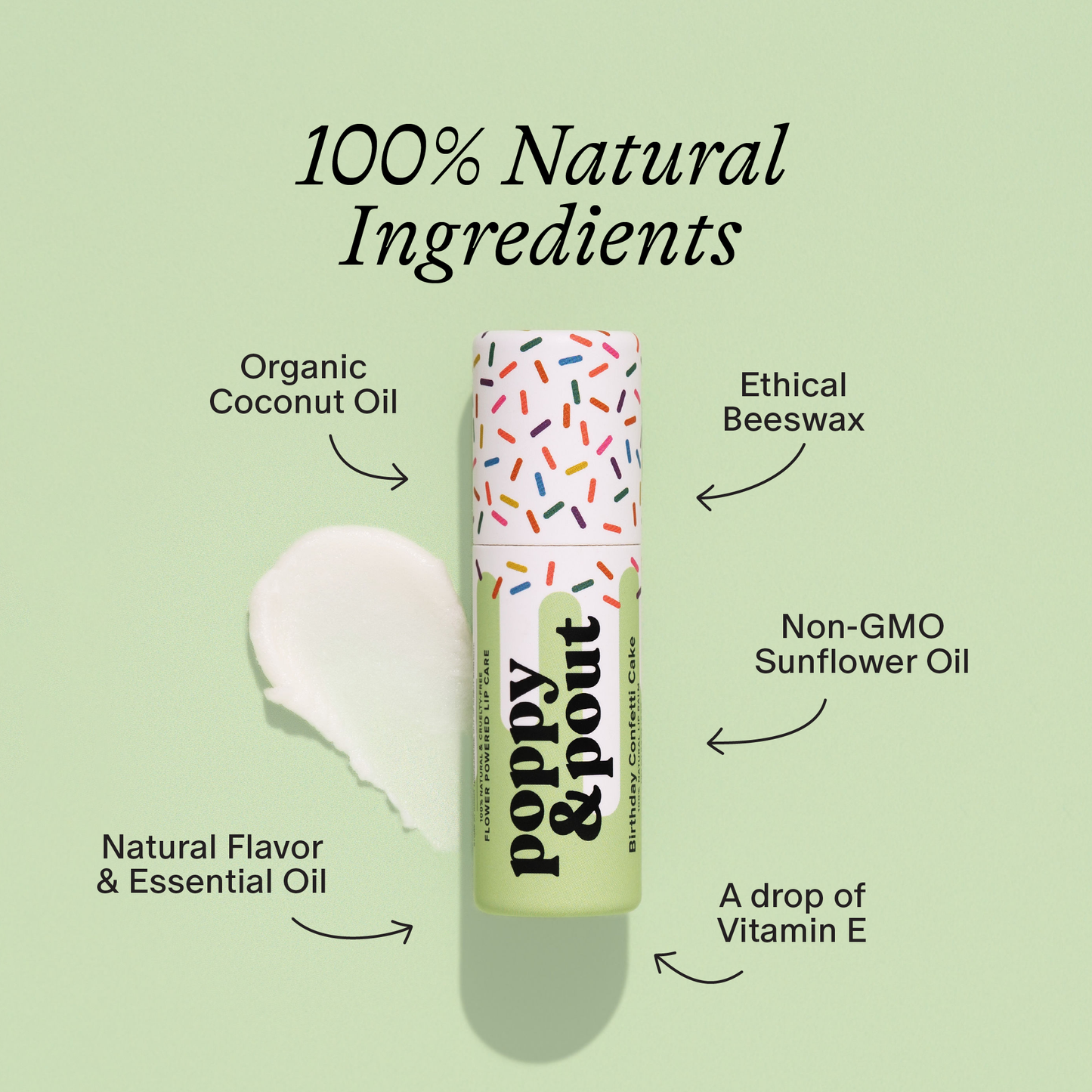 Poppy & Pout Birthday Cake Lip Balm- Green
