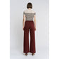 Mica Denim High Rise Wide Leg - Deep Burgandy