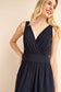 Surplice Sleevless Waist Defined Cropped Jumpsuit: Navy