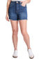 Plus Size High Rise Fray Hem With Side Slit Shorts: Dark Wash