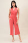 Surplice Sleevless Waist Defined Cropped Jumpsuit: Navy