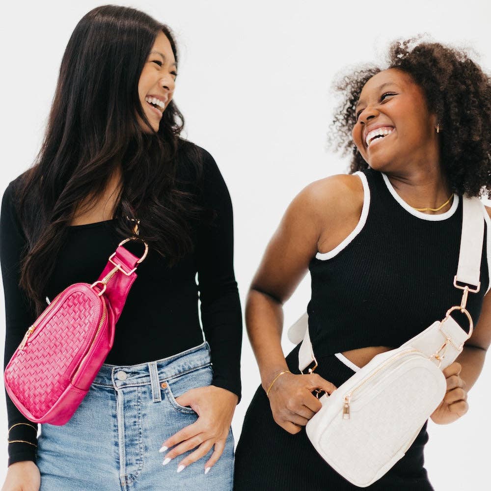 Waverly Woven Sling Bag: Fuchsia