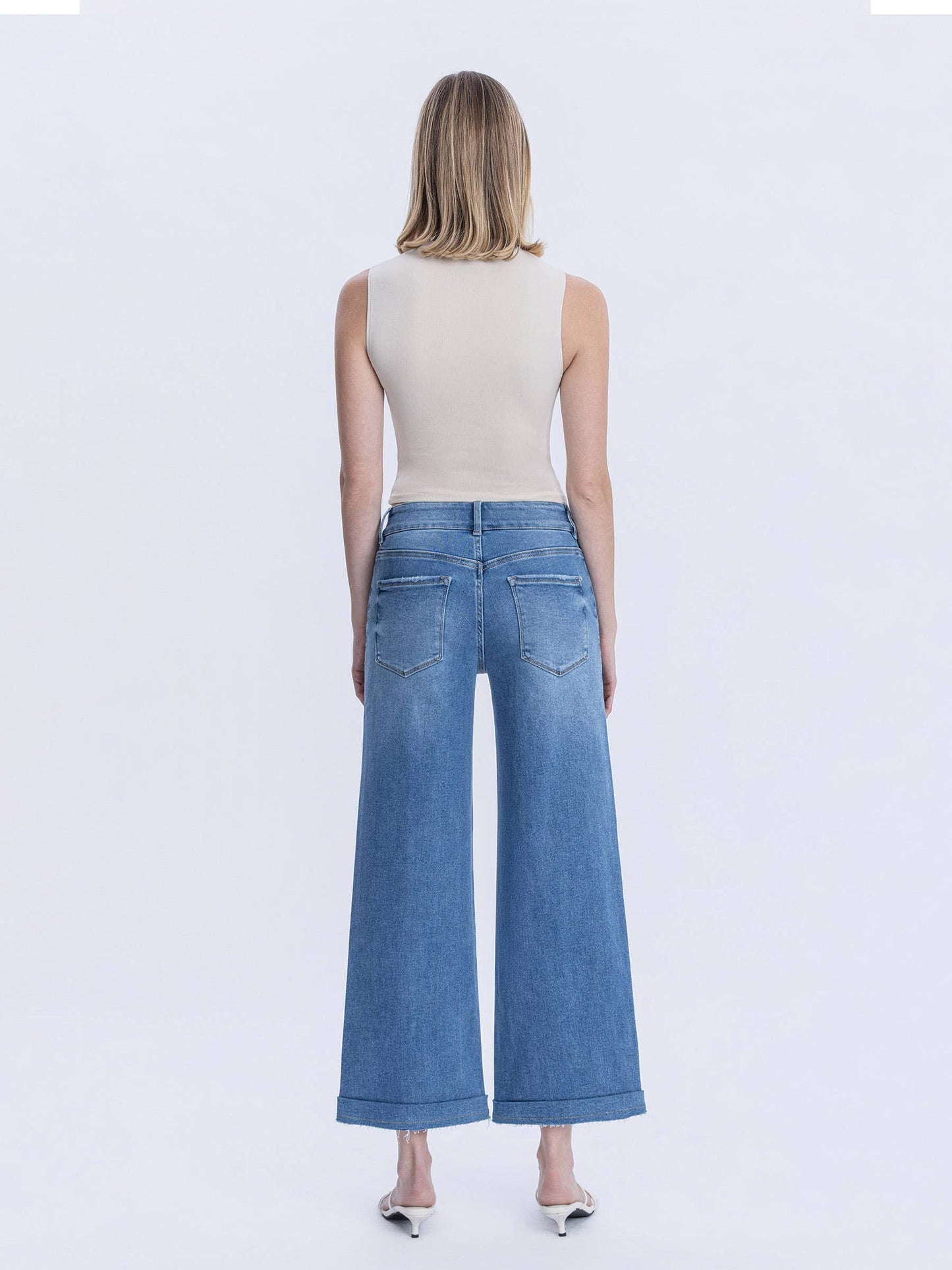 Lovervet High Rise Two Button Trouser Hem Wide Leg