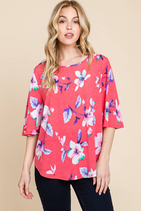 Floral Print Fuchsia Tunic