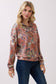 Paisley Print Textured Mauve Half-Zip Pullover