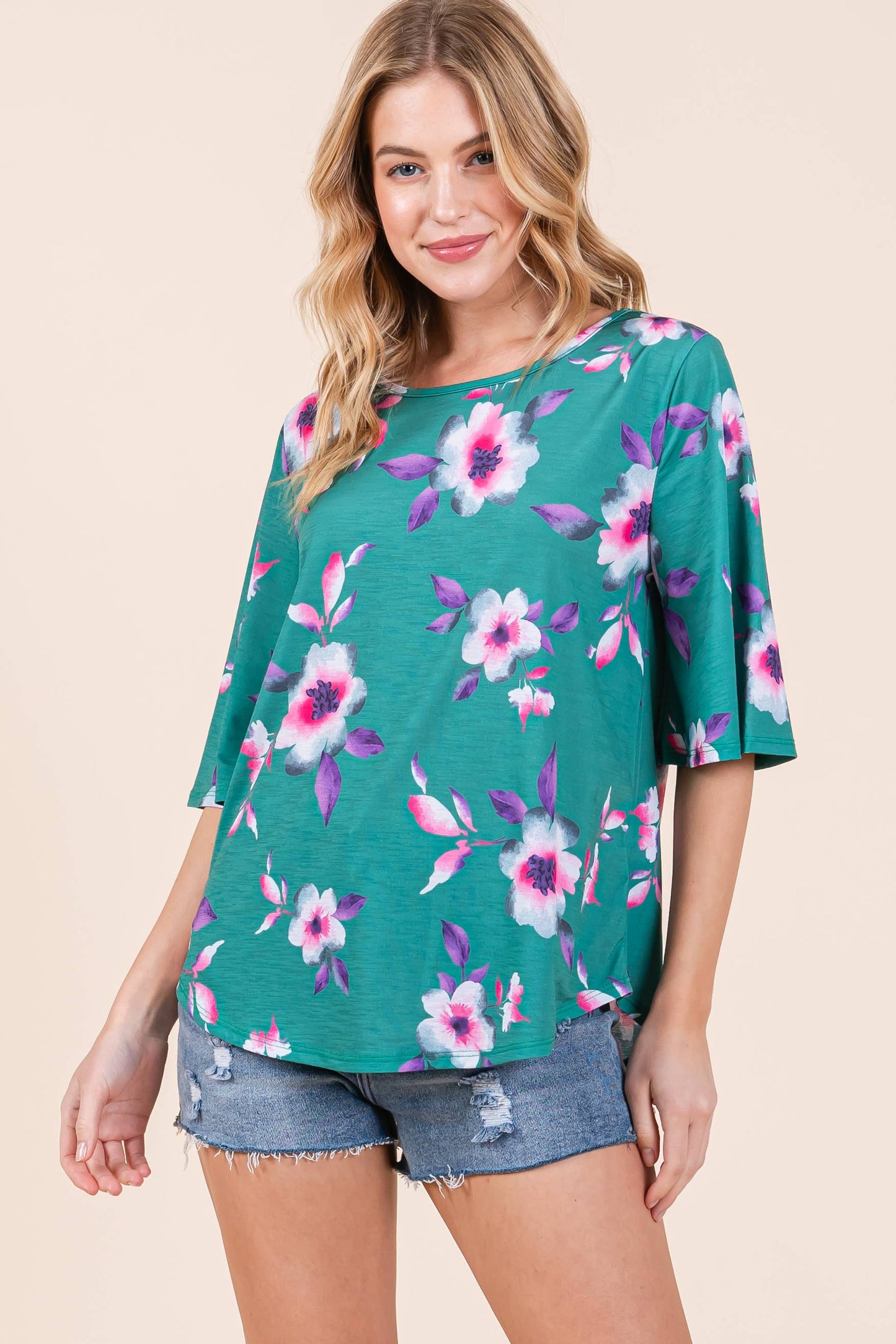 Floral Print Fuchsia Tunic