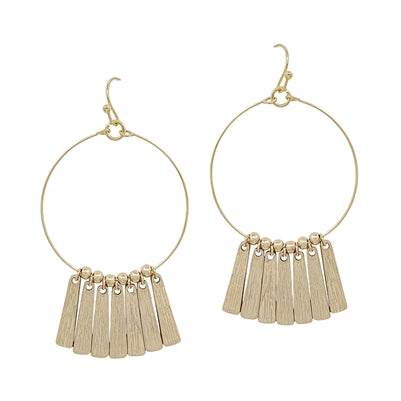 Gold Cicle Earrings with Gold Bar Accents