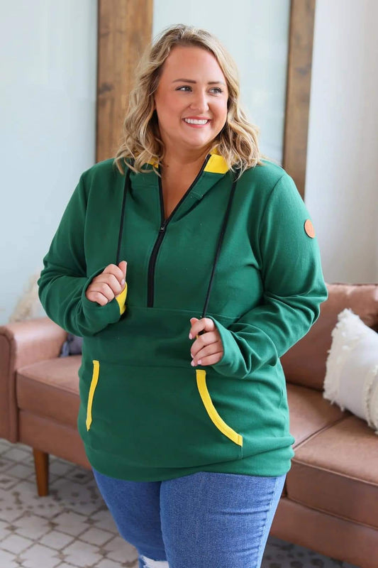 Michelle Mae Green and Yellow 1/4 Zip Hoodie