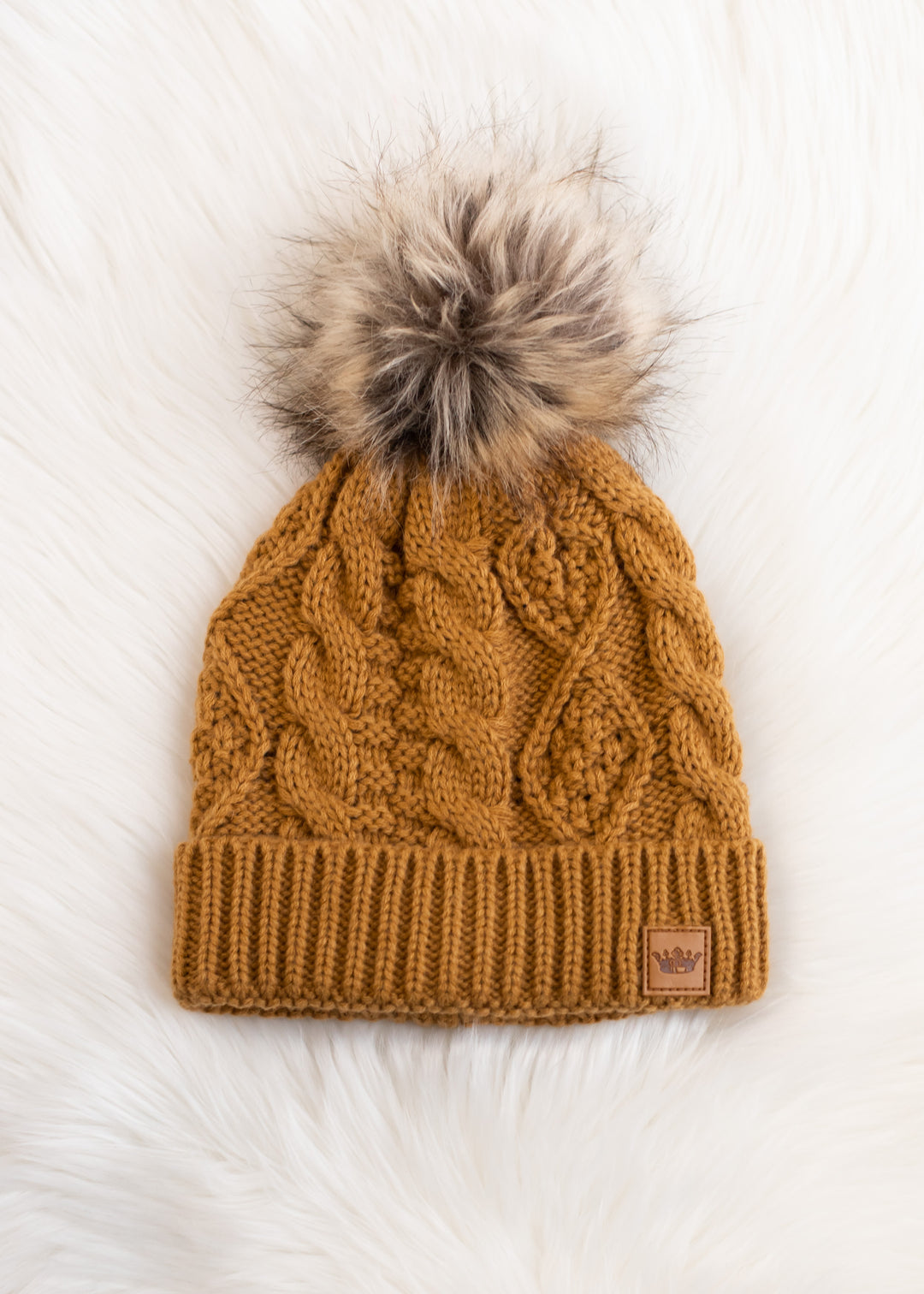 Panache Mustard Cable Knit Beanie