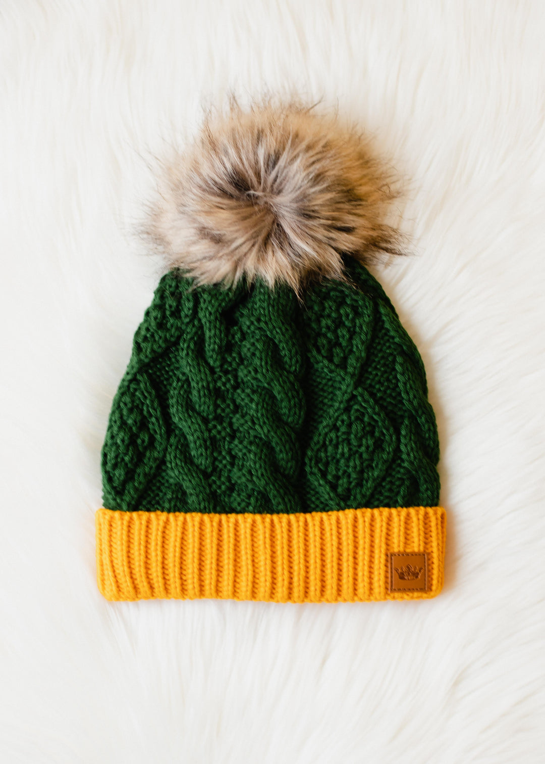 Panache Green and Gold Cable Knit Merrick Beanie
