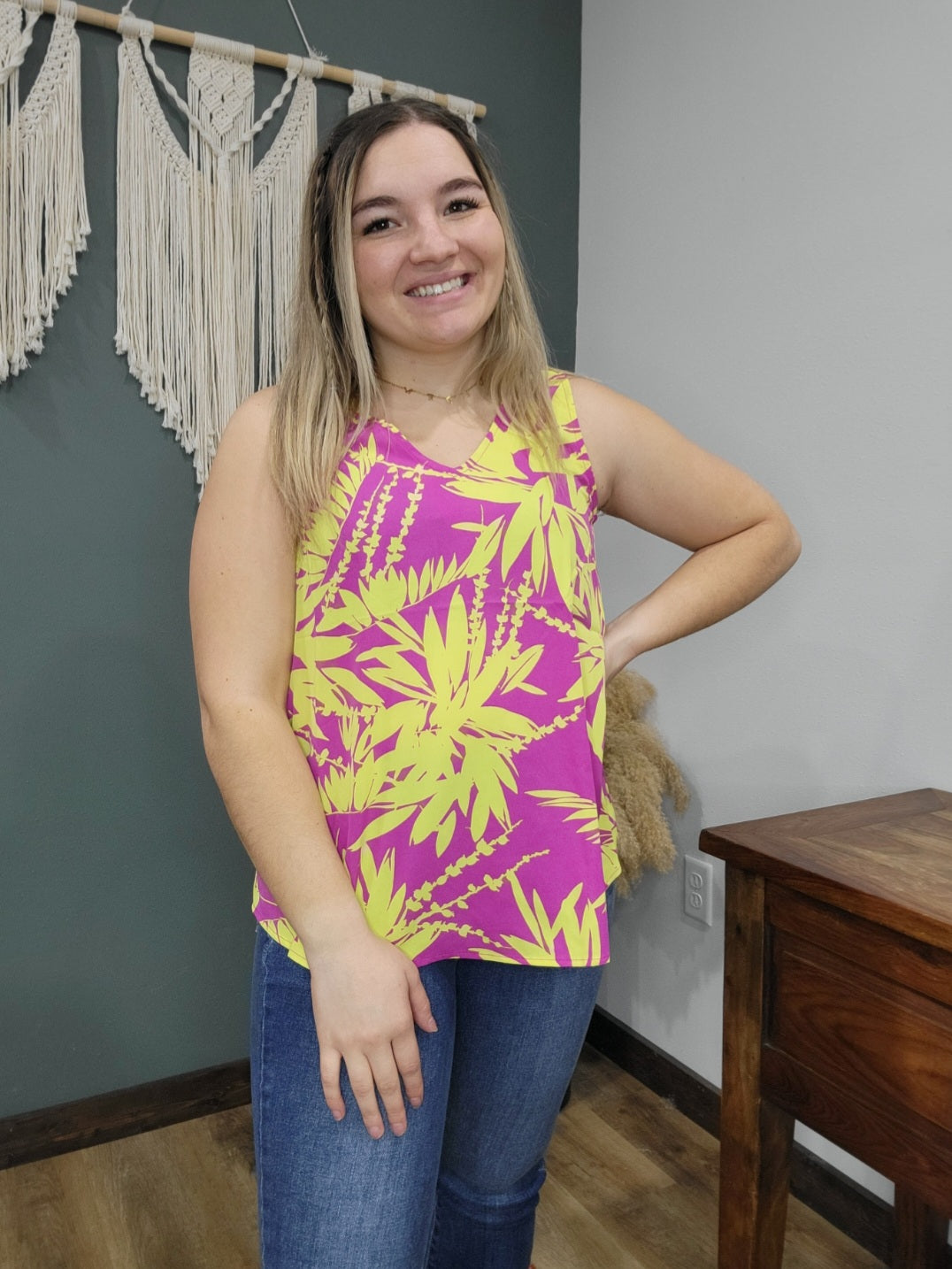 Staccato Pink and Yellow Floral Tank