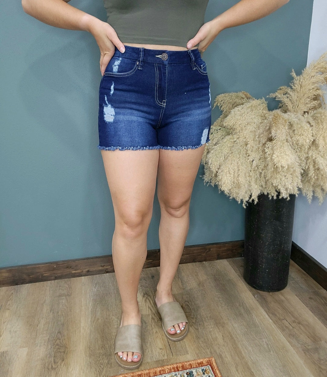 YMI Curvy Fit Ultra High Rise Denim Shorts