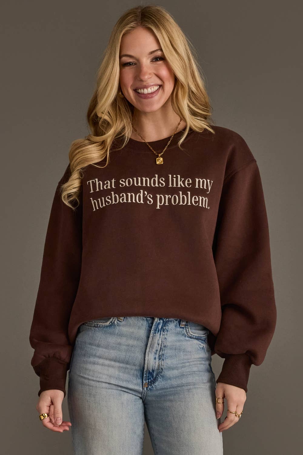 Husband's Problem Embroidered Sweatshirt