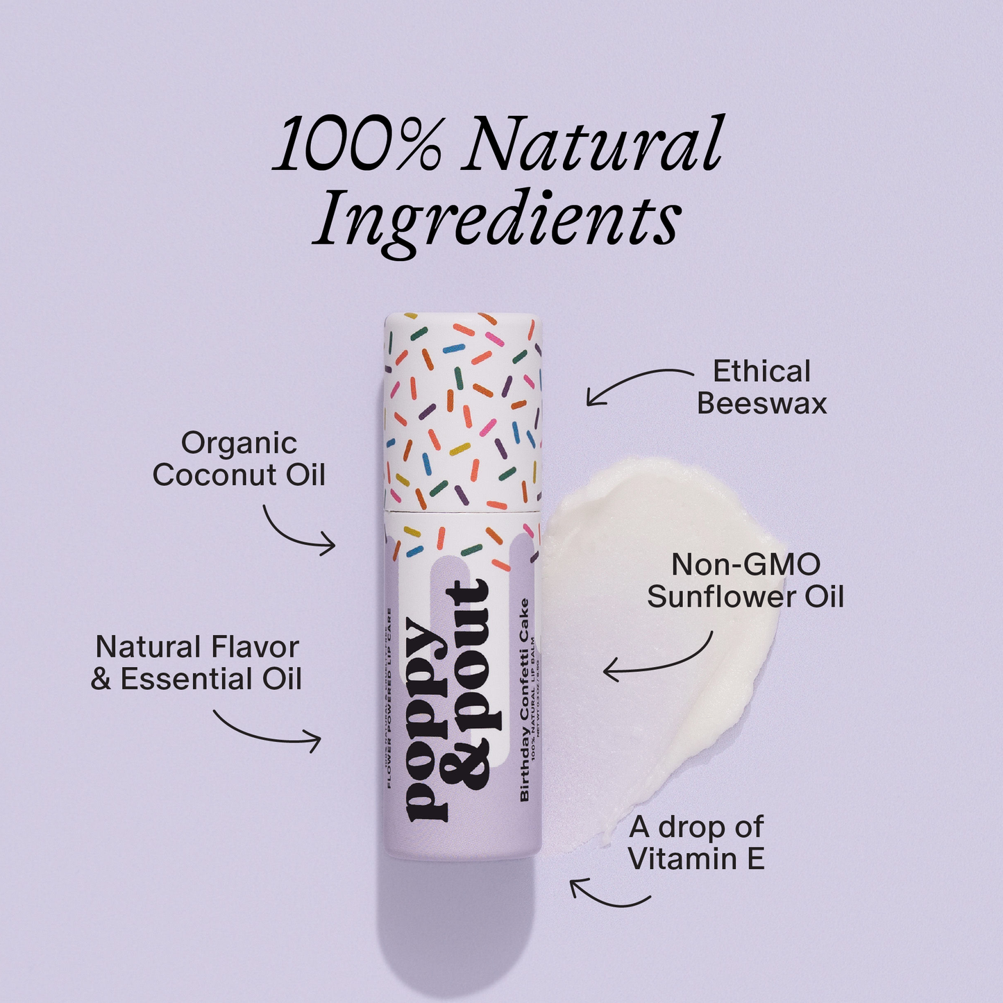 Poppy & Pout Birthday Cake Lip Balm- Purple