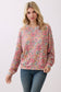 Vintage Floral Ribbed Knit Pullover