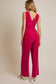 Gilli Sleeveless Wrap Tie Jumpsuit: Fuschia