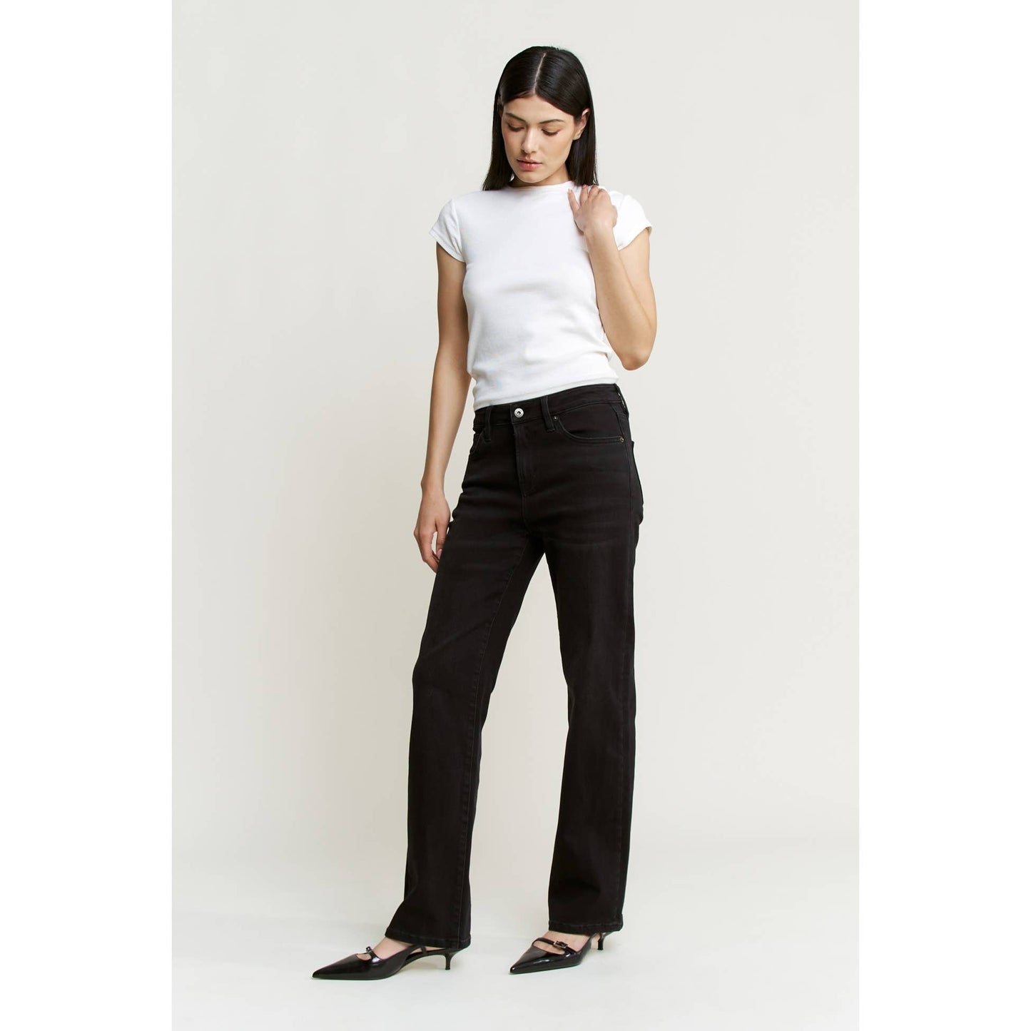 Mica Denim High Rise Straight Leg - Moon Black